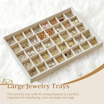 Large Jewelry Organizer for Drawer Insert Velvet Stackable Jewelry Trays for - Image 4