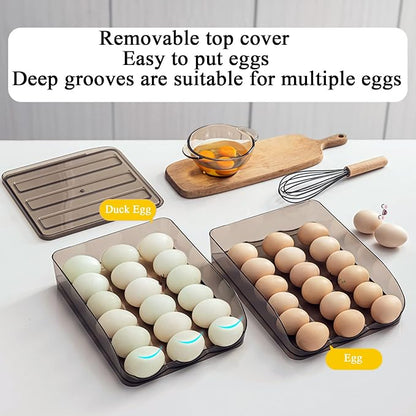 Egg Holder for Refrigerator Auto Scrolling Organizer Plastic Stackable Storage - Image 6