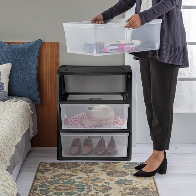 Wide 3 Drawer Tower Plastic Storage Organizer - Image 5