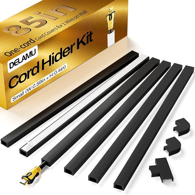 Delamu Black Cord Hider, 85in Cord Covers by DELAMU