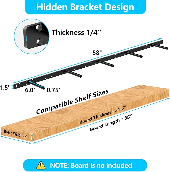 Floating Shelf Bracket, Solid Steel Support Rods - Image 3