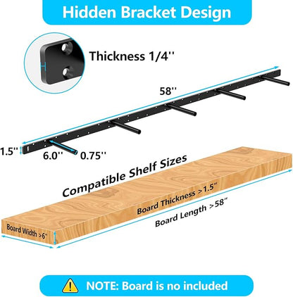 Floating Shelf Bracket, Solid Steel Support Rods - Image 3