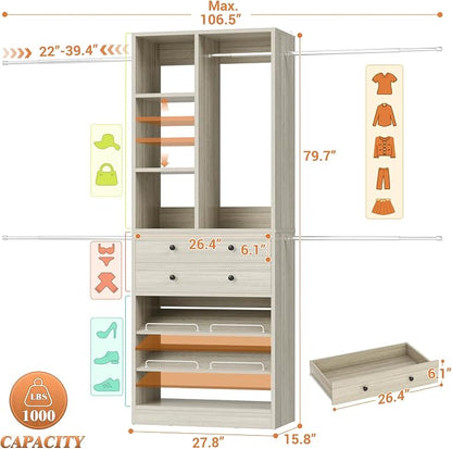 Besiost Closet System, 4.2–8.8 FT Closet Organizer - Image 7