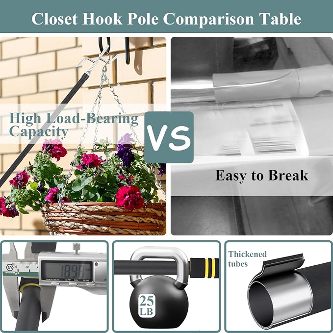 Clothes Hook Pole Heavy Duty, 32 to 80In Retail Clothing Hook Pole | Extra Long - Image 5