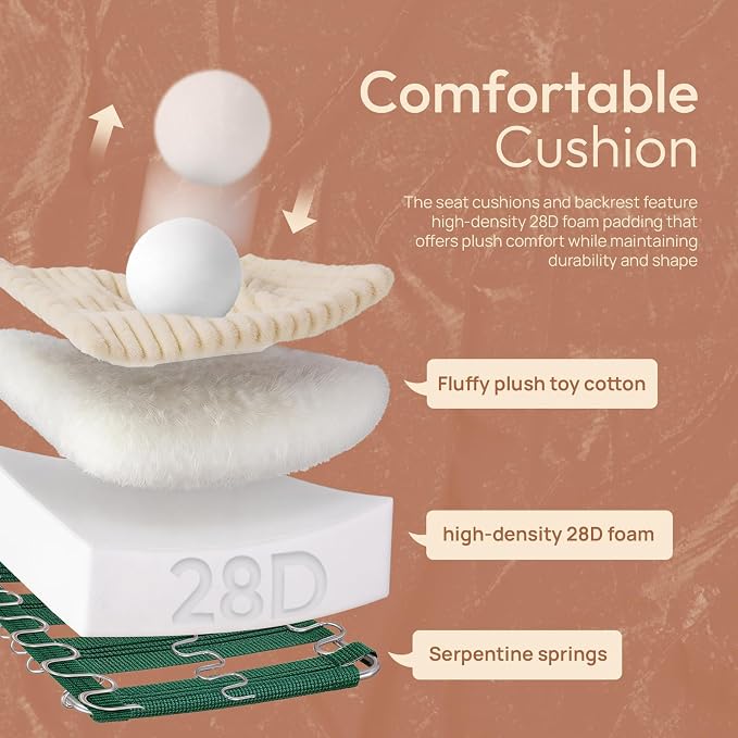 VINGLI Beige Futon Sofa Bed Convertible Loveseat Sleeper Sofa Couch, Corduroy - Image 4