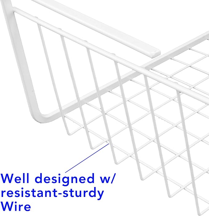 15-Inch Easy Install White Wire Under-Cabinet Hanging Basket Shelf Organizer – - Image 4