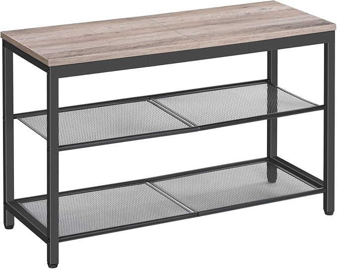 HOOBRO Shoe Bench, 3-Tier Shoe Rack, Industrial Shoe Organizer Storage Bench by HOOBRO