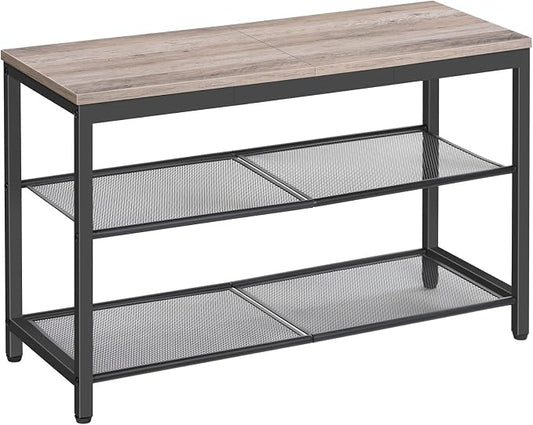 HOOBRO Shoe Bench, 3-Tier Shoe Rack, Industrial Shoe Organizer Storage Bench by HOOBRO