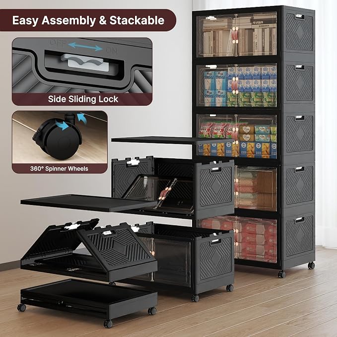 UAMFURI Stackable Storage Bins, 560QT Collapsible Drawers - Image 4