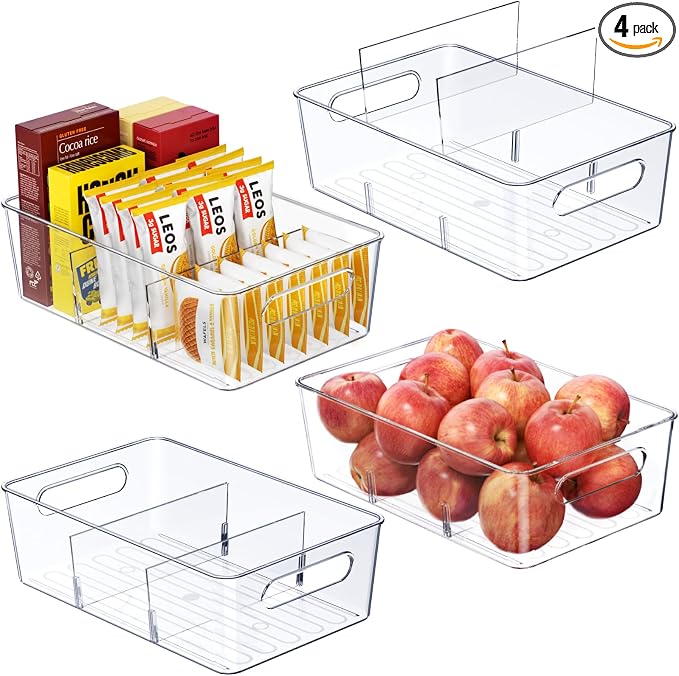 4 Pack Clear Pantry Organizers and Storage Bins by Mpotmiy
