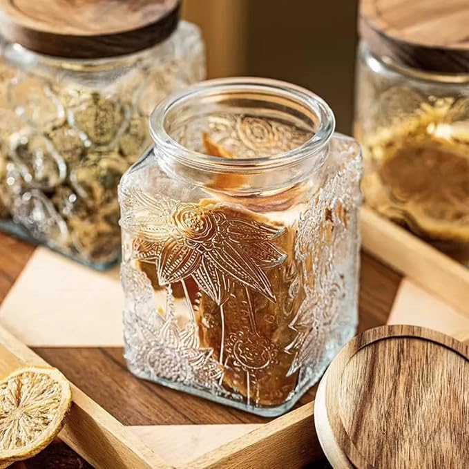 ANSQU Set of 2 Vintage Glass Storage Jars, Glass Food Storage Containers - Image 5