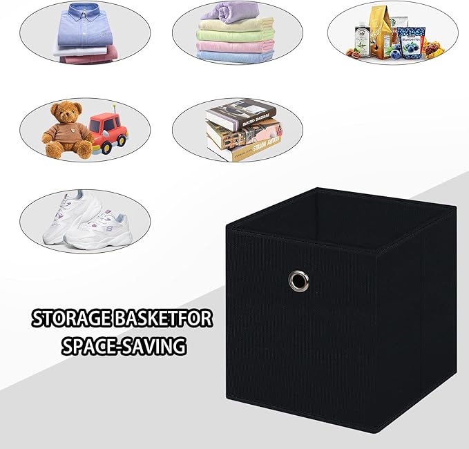 Black Foldable Storage Cubes Bins, 11 Inch Cloth Storage Cube Fabric Storage - Image 3