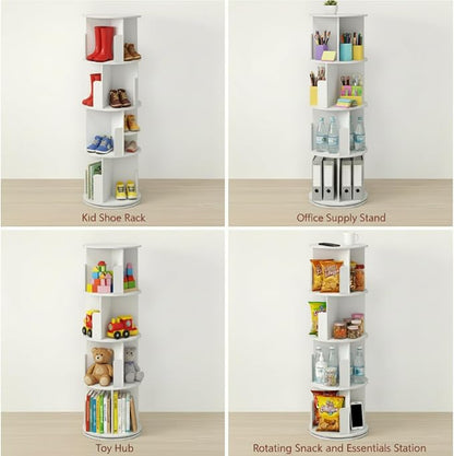 Toki 4-Tier 360 Rotating Bookshelf, Spinning Bookshelf Tower, Revolving Bookcase - Image 6