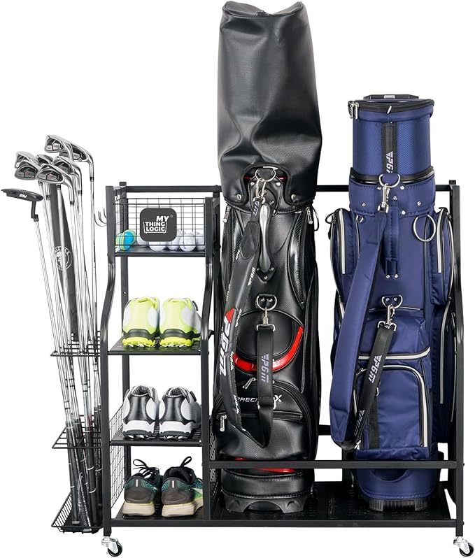 Mythinglogic Golf Storage Garage Organizer, Golf Bag Storage Stand and Other by Mythinglogic