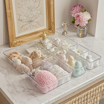 25 PCS Adjustable Desk Drawer Organizer, Acrylic Clear Drawer Organizers - Image 4