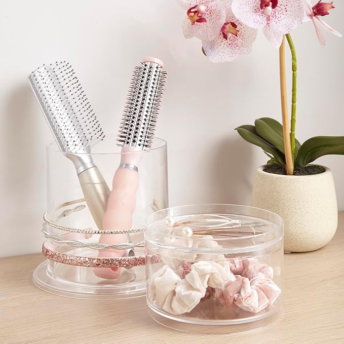 STORi Bella Stackable Clear Plastic Hair Accessory Organizer Set | Round - Image 8