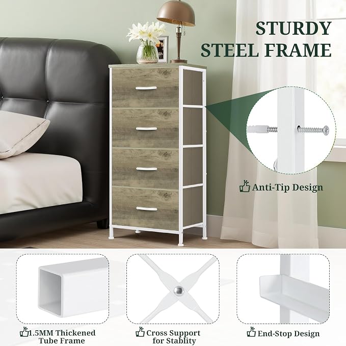 4 Drawers Dresser for Bedroom Fabric Storage Tower - Image 4