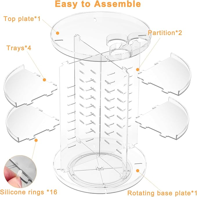 Rotating Makeup Organizer, DIY 8 Adjustable Layers Spinning Skincare Organizer - Image 7