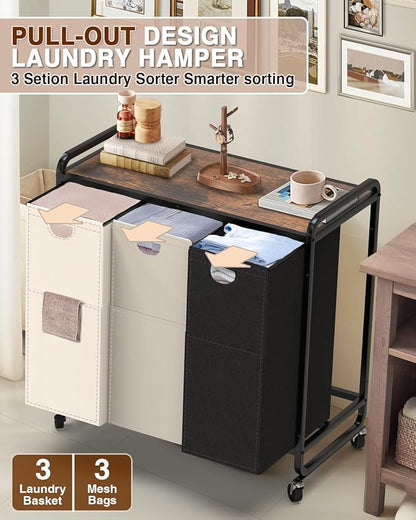 Laundry Sorter 3 Section, Laundry Basket - Image 4