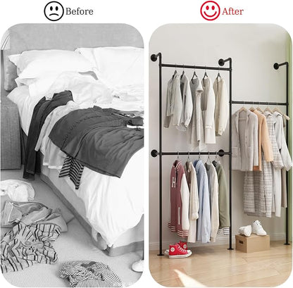 Industrial Pipe Clothing Rack Wall Mount, Heavy Duty Pipe Clothing Rack - Image 4