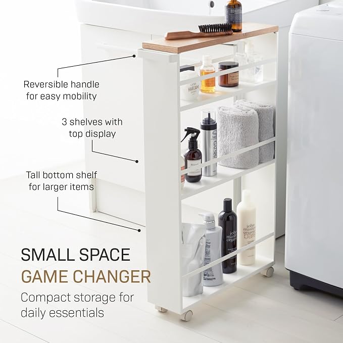 YAMAZAKI home Tower Rolling Slim Storage Cart - Image 4
