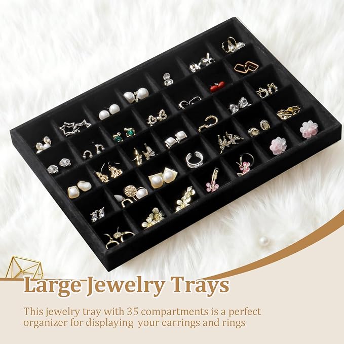 Large Jewelry Organizer for Drawer Insert Velvet Stackable Jewelry Trays for - Image 2