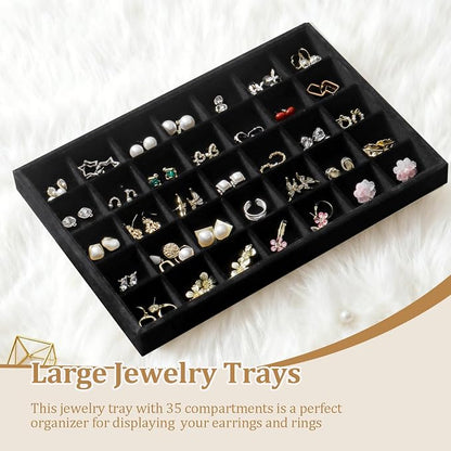 Large Jewelry Organizer for Drawer Insert Velvet Stackable Jewelry Trays for - Image 2