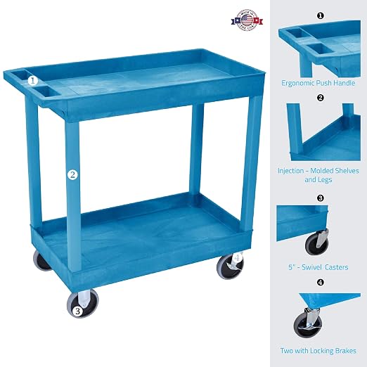 Luxor EC11HD-BU 32" x 18" Tub Cart - Image 2