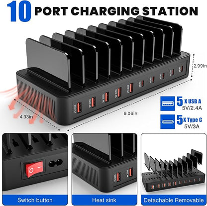 Charging Station for Multiple Devices, 100W 10 Ports Charging Dock - Image 3
