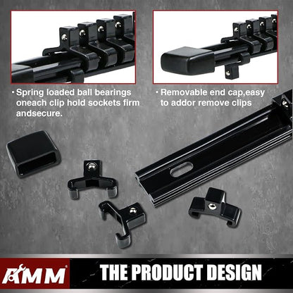 AMM 6-Piece Socket Organizer，1/4 inch Drive ABS Tools-Socket Holder，Heavy Duty - Image 3