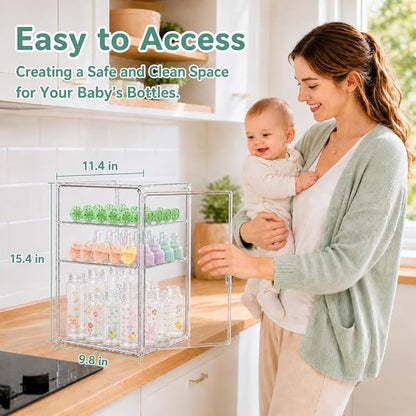 Baby Bottle Storage Organizer for Countertop, X-Large Clear Bottle Organizer - Image 4