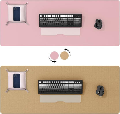 DAWNTREES Pink Desk Mat, Leather Desk Pad, Cork Desk Mat Protector, - Image 2