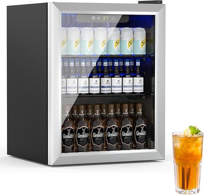 Compact Beverage Refrigerator, 76 Can/1.7 Cubic Feet Fridge by Erivess
