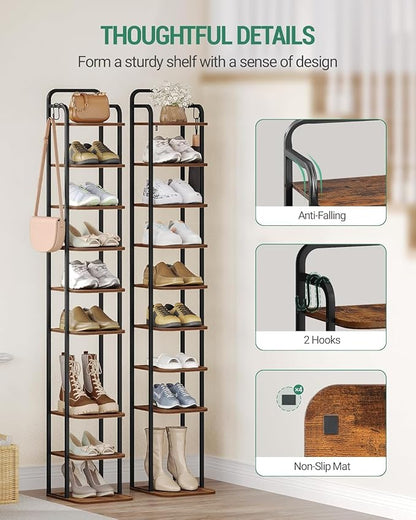 Hzuaneri 10 Tiers Vertical Shoe Rack, Narrow Shoe Tower, Tall Shoes Shelf - Image 3