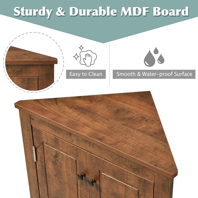 GDFStudio 31.5" H Triangle Corner Bathroom Storage Cabinet - Image 3
