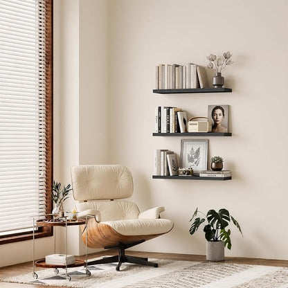 BAYKA Floating Shelves for Wall, 35.4 inches Long Wall Mounted Rustic Wood - Image 4