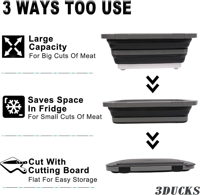 Collapsible BBQ Prep Tub 16L Black | Portable Meat Marinating Container - Image 6