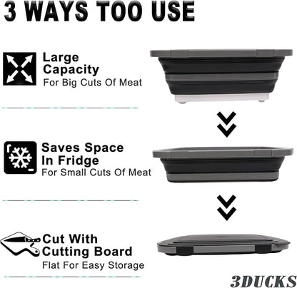 Collapsible BBQ Prep Tub 16L Black | Portable Meat Marinating Container - Image 6
