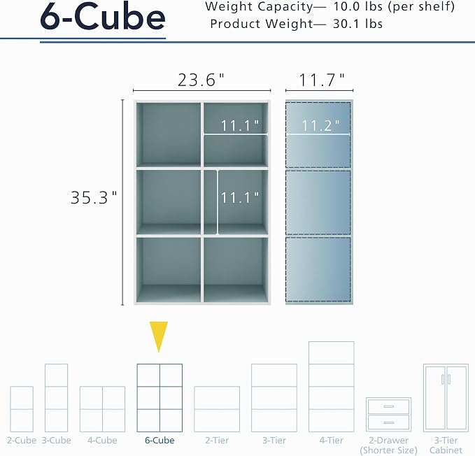Homes: Inside + Out Apexa 6-Cube Storage Organizer Shelves, Stackable Wood - Image 3