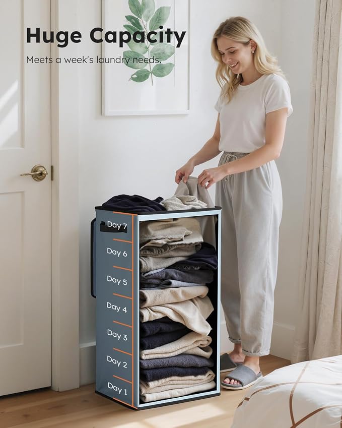 SOLEDI Laundry Hamper with Lid 100L Large & Tall Collapsible Laundry Basket - Image 3