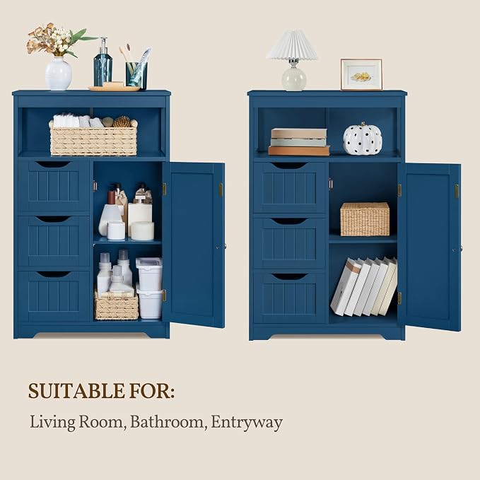 Yaheetech Bathroom Floor Cabinet, Free Standing Wooden Storage Organizer - Image 9