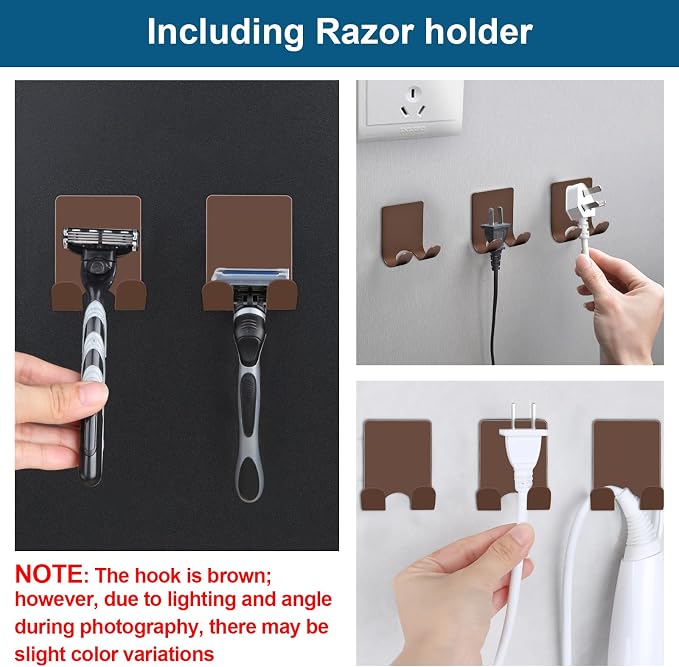 Diesisa Razor Holder for Shower + Adhesive Wall Hooks, Premium 304 Stainless - Image 2