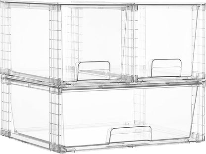 Vtopmart 3 Pack Stackable Storage Drawers, Easily Assemble Clear Plastic by Vtopmart