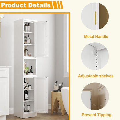 Ckzbx Tall Narrow Storage Cabinet 66.93" H Tall Bathroom Cabinets Metal Pantry - Image 4