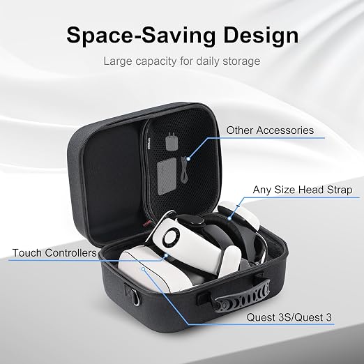 Large Hard Travel Case for Meta Quest 3/Quest 3S, Compatible - Image 3