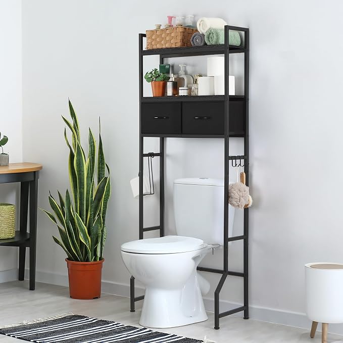 YBING Black Over The Toilet Storage Cabinet, Over Toilet Bathroom Organizer - Image 3