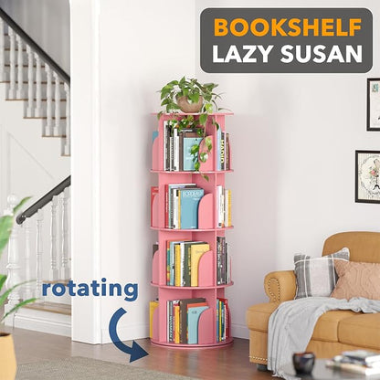 SpaceAid 4 Tier Rotating Bookshelf Tower, Spinning Bookcase Lazy Susan - Image 4