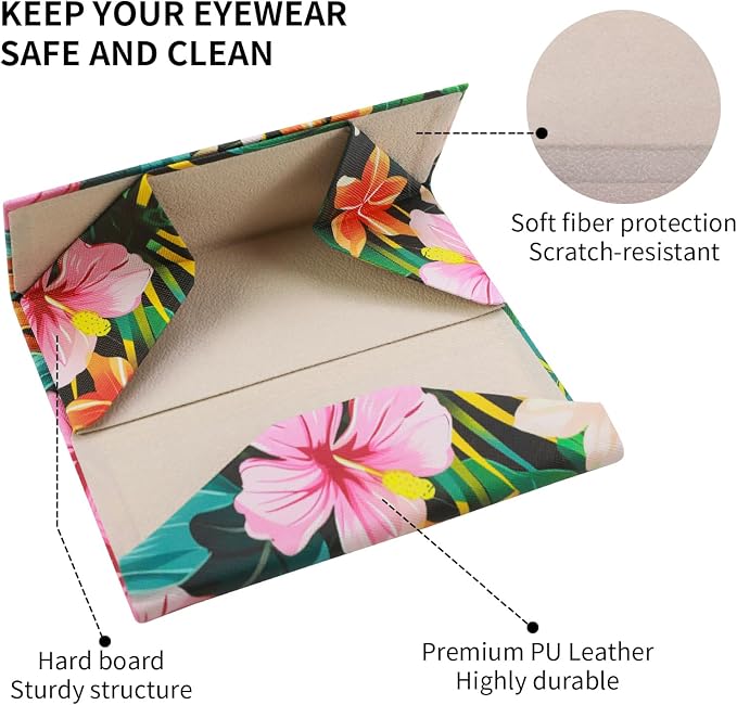 Foldable Glasses Case, Magnetic PU Leahter Sunglasses Case, Cute Hard Shell - Image 4