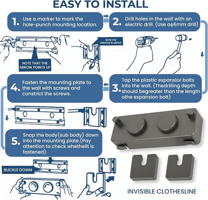 Retractable Clothesline Indoor Outside Heavy-Duty, Upgrade 304 Double Stainless - Image 8