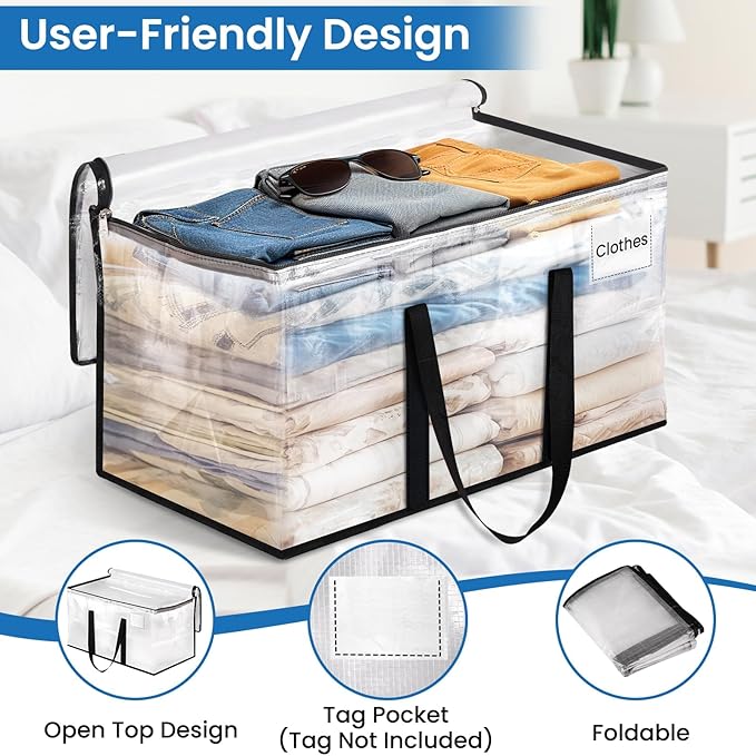 RoomHacks Clear Heavy Duty Extra Large Storage Bags, Reinforced Handles and - Image 3